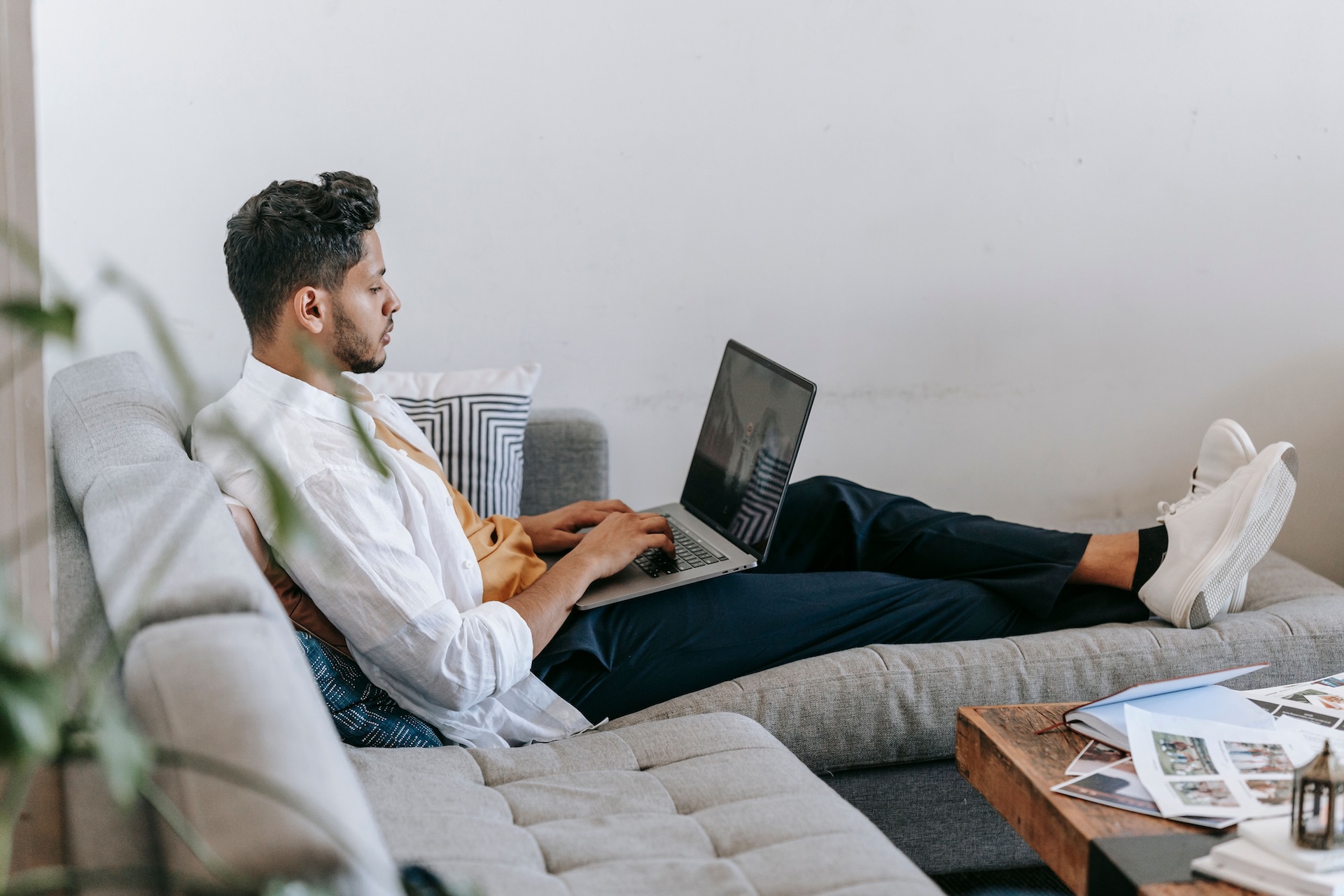 Person attending a virtual session on a laptop